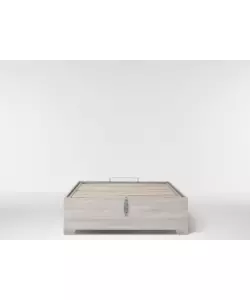 Letto 1 piazza e mezza "bed box" olmo naturale con rete, contenitore e piedini 120x190 cm